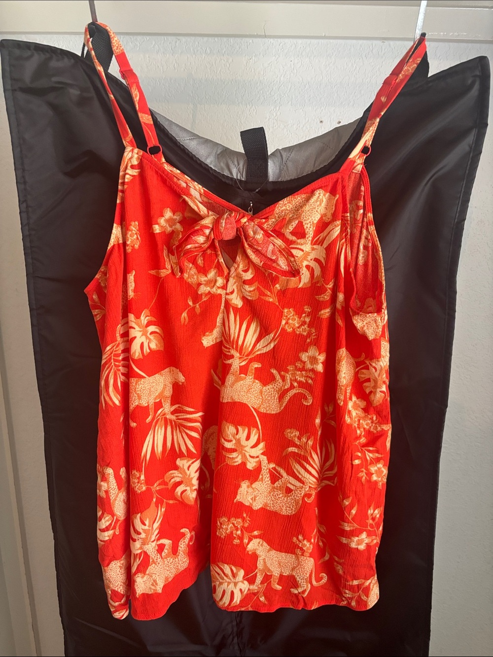 torrid Red and Cream Tropical Leopard Print Tie-Front Cami